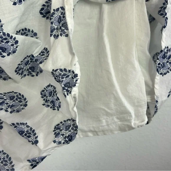 Crew Cuts J.Crew girls Dress Girls 10 indigo blue white puff sleeves batik print - Picture 3 of 13